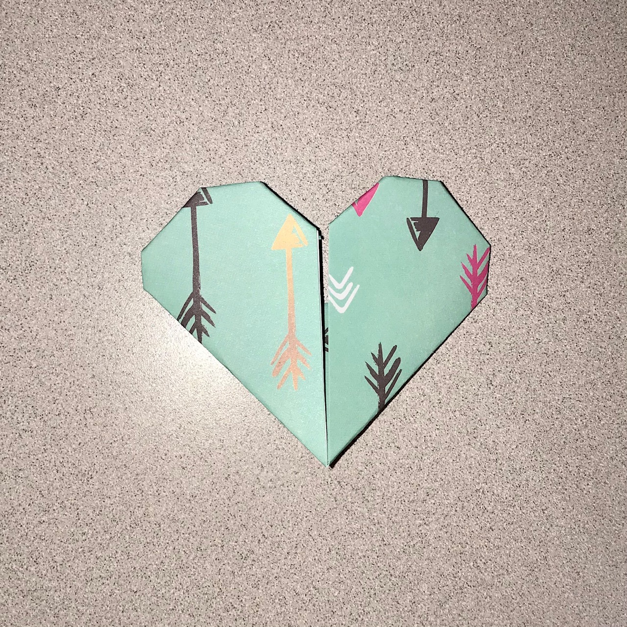 Origami Heart Bookmark Example