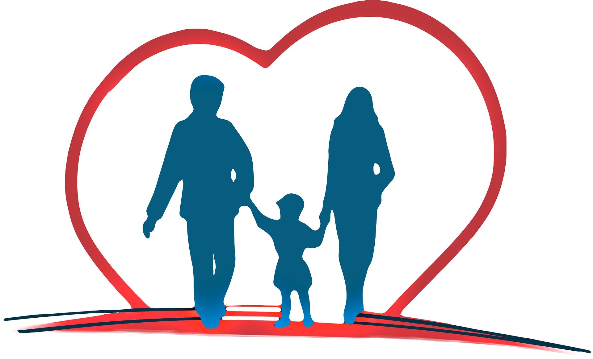 Silhouette of family in a heart