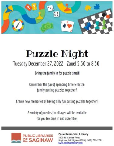 Zauel Puzzle Night flyer