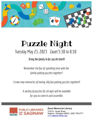 Puzzle Night at Zauel flyer