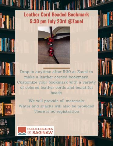 Flyer for Leather Beaded Cord Bookmark event