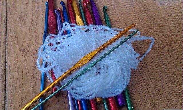 Crochet hooks and yarn