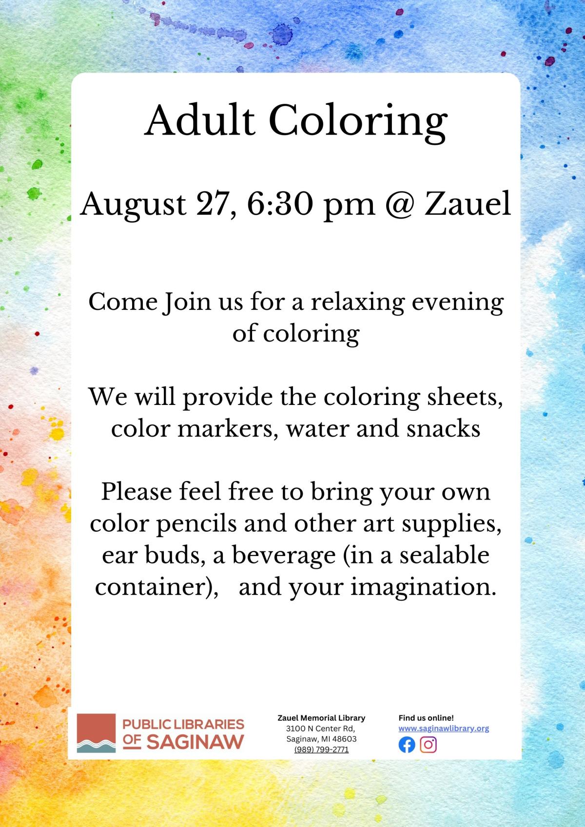 Adult Coloring flyer